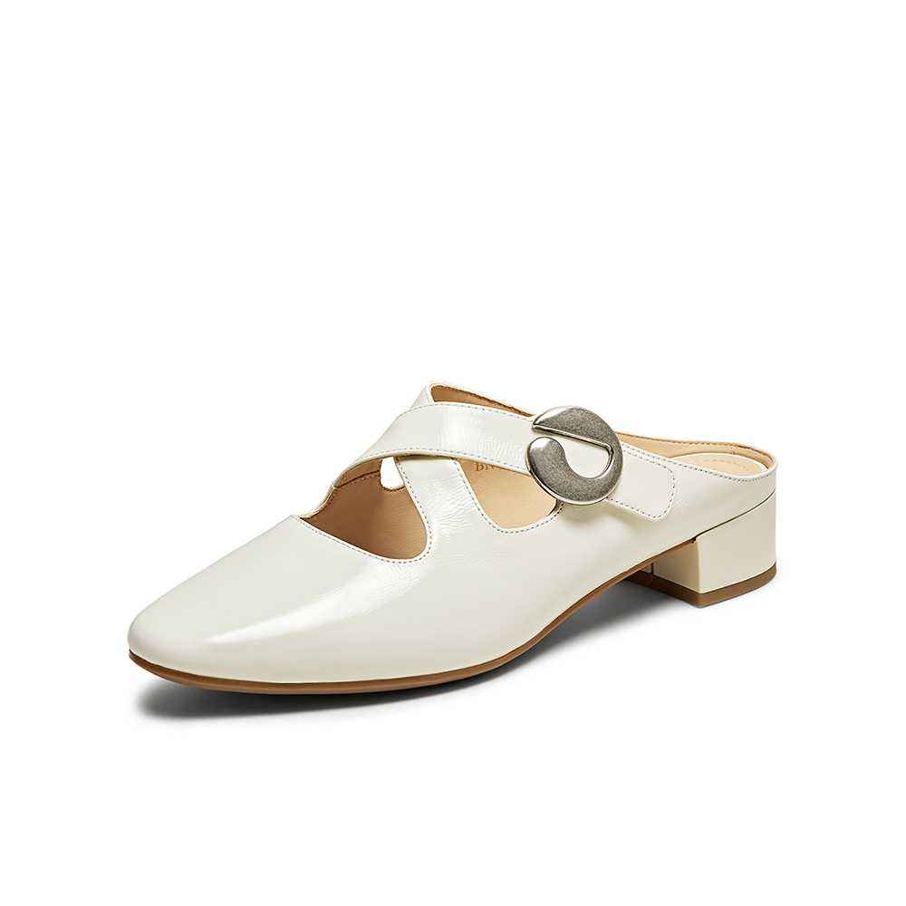 百思图2025夏季新款时尚简约休闲穆勒拖粗跟女拖鞋BN095BH5