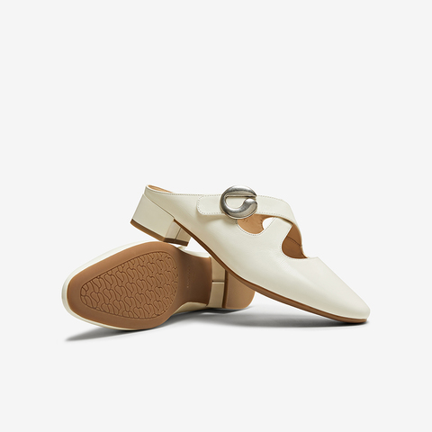 百思图2025夏季新款时尚简约休闲穆勒拖粗跟女拖鞋BN095BH5