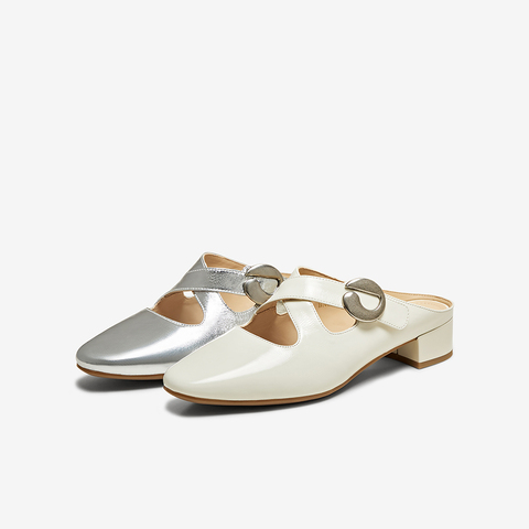 百思图2025夏季新款时尚简约休闲穆勒拖粗跟女拖鞋BN095BH5