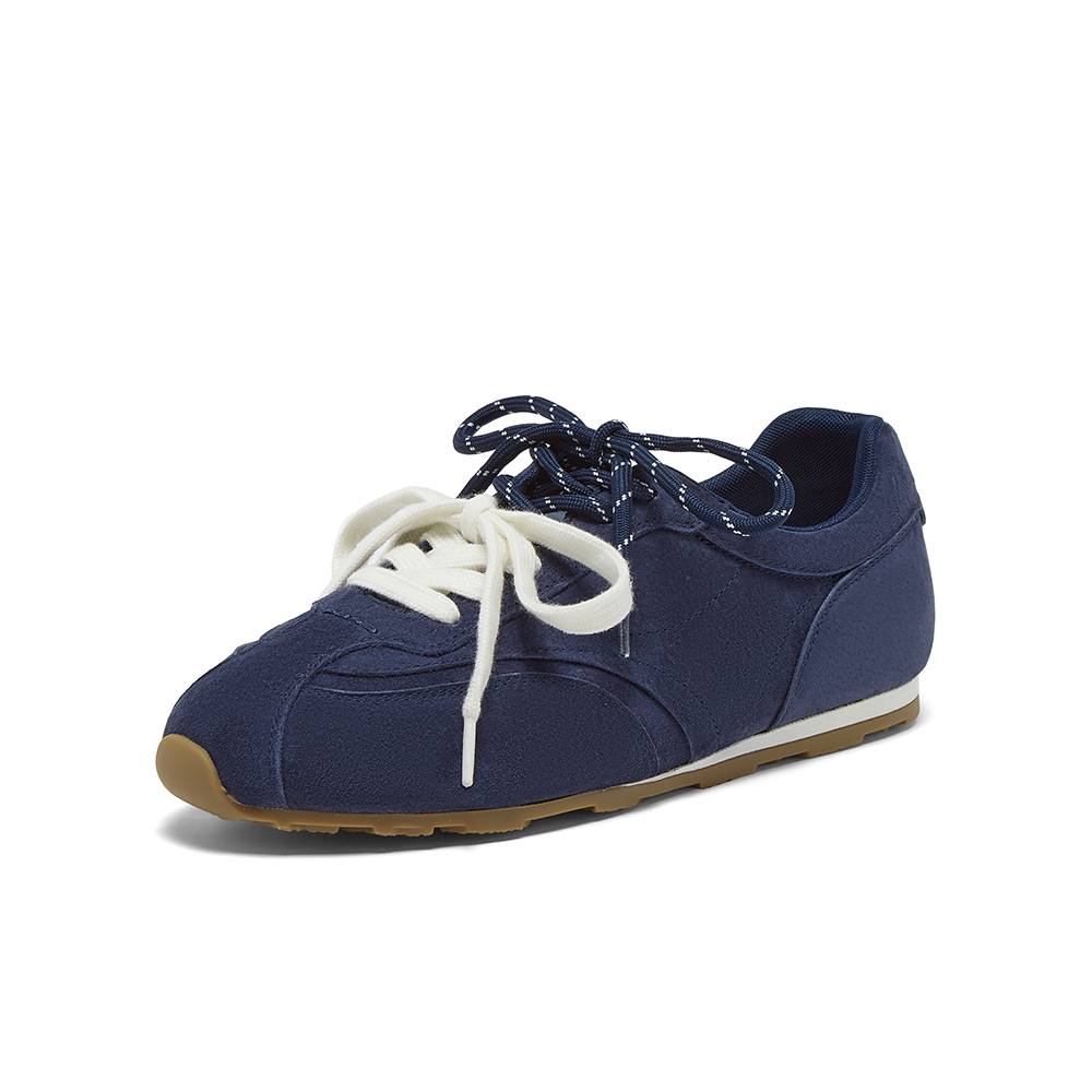 百思图2025秋季新款时尚复古运动德训鞋平跟女休闲鞋D3155CM5