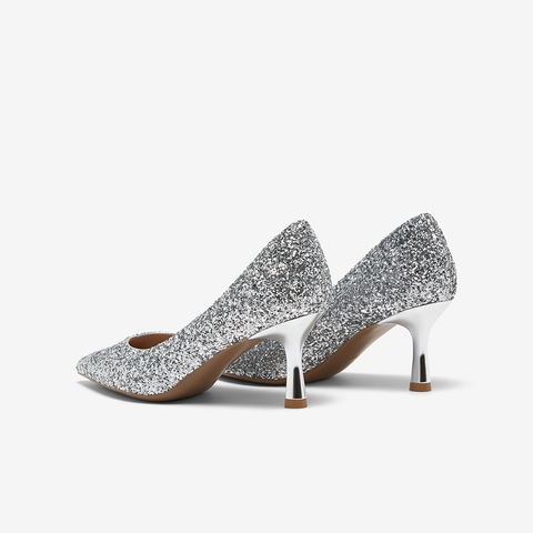 百思图2025秋季新款商场同款浅口单鞋时尚细高跟尖头女鞋CU072CQ5