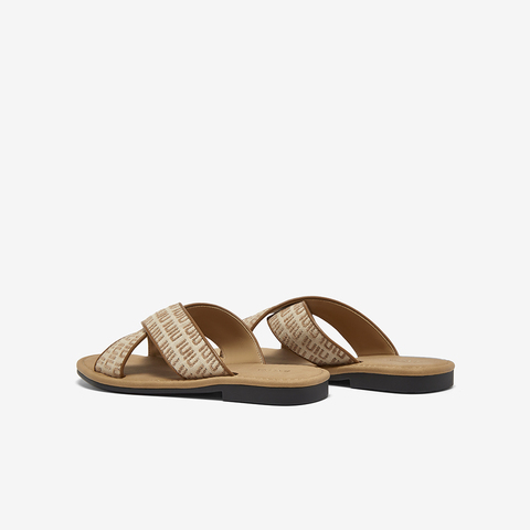 百思图2025夏季新款休闲拖简约户外通勤平跟女拖鞋F5071BT5