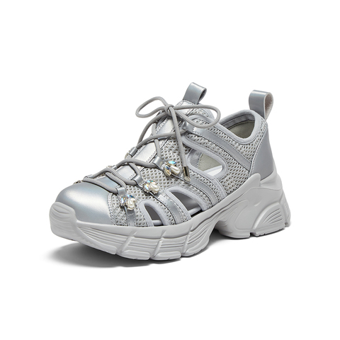 百思图2025夏季新款时尚运动厚底增高老爹鞋女休闲鞋D3079BM5