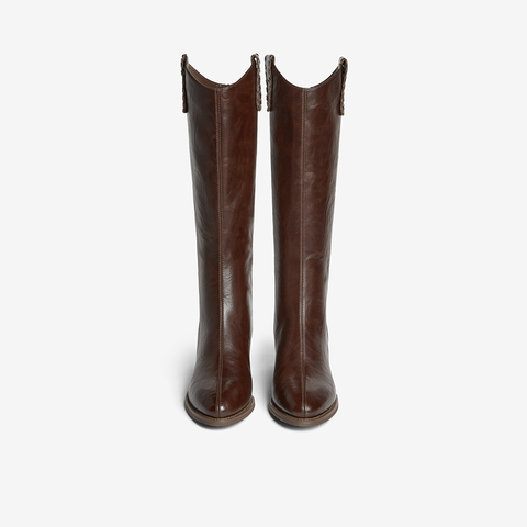 百思图2025冬季新款商场同款骑士靴时尚潮流粗跟女长靴3018DG5