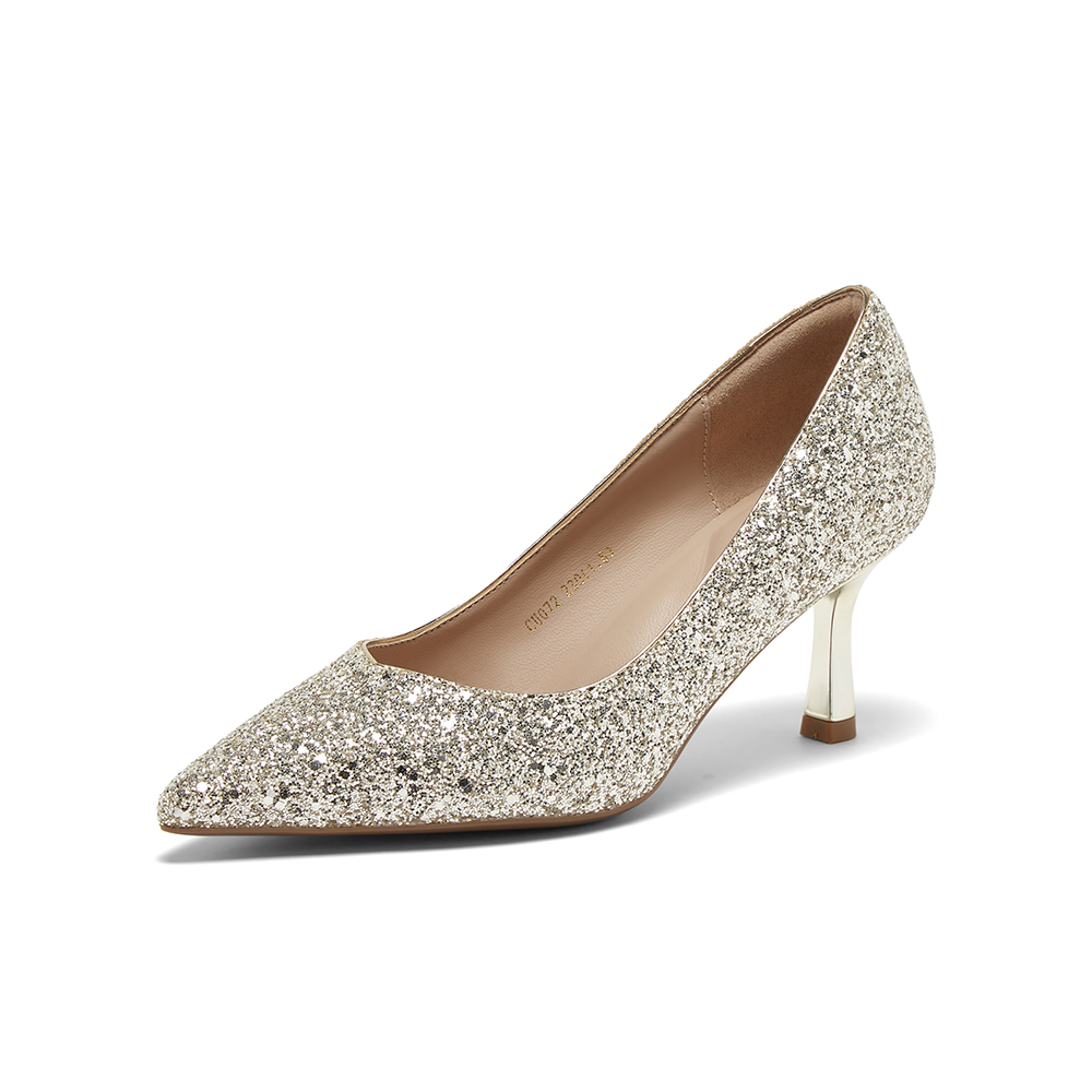 百思图2025秋季新款商场同款浅口单鞋时尚细高跟尖头女鞋CU072CQ5