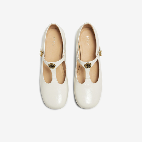 百思图2025秋季新款玛丽珍鞋时尚法式粗跟圆头女单鞋C5691CA5