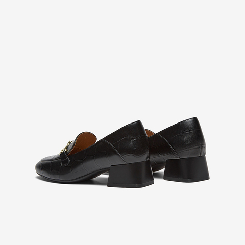 百思图2025秋季新款乐福鞋时尚复古通勤粗跟方头女单鞋TL527CA5