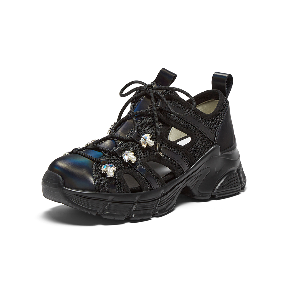 百思图2025夏季新款时尚运动厚底增高老爹鞋女休闲鞋D3079BM5