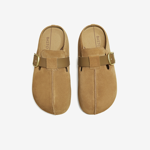 百思图2025秋季新款勃肯鞋时尚复古户外休闲女拖鞋E7332CH5