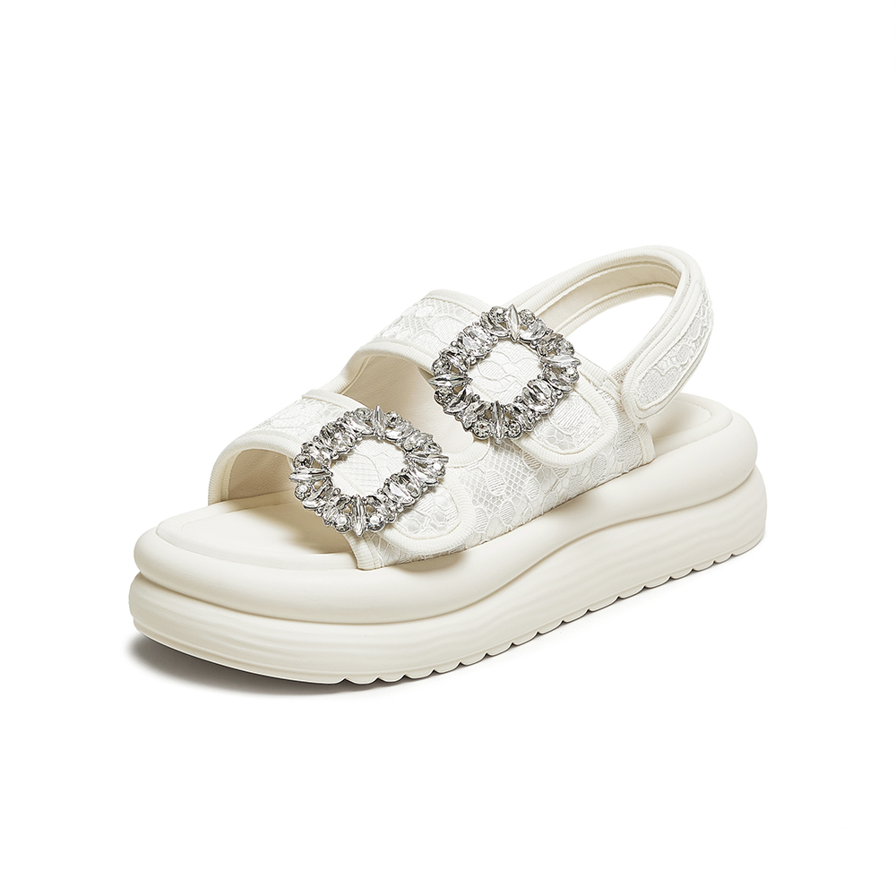 百思图2025夏季新款休闲凉鞋时尚小香风厚底休闲女凉鞋BP825BL5