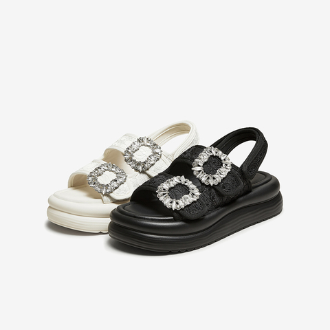 百思图2025夏季新款休闲凉鞋时尚小香风厚底休闲女凉鞋BP825BL5