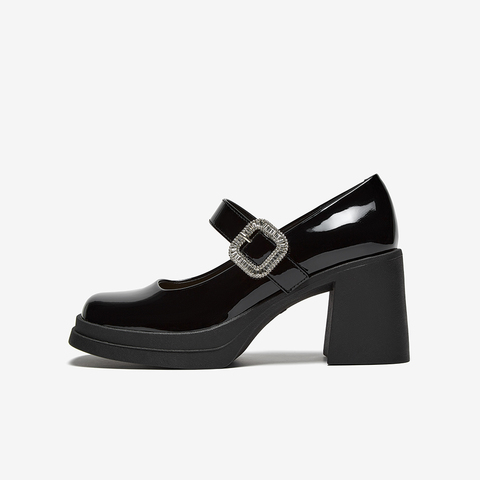 百思图2025秋季新款玛丽珍鞋时尚潮流通勤粗高跟女单鞋W3791CQ5