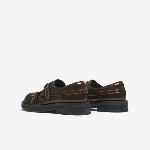 百思图2025秋季新款商场同款乐福鞋时尚简约学院女单鞋D3521CM5