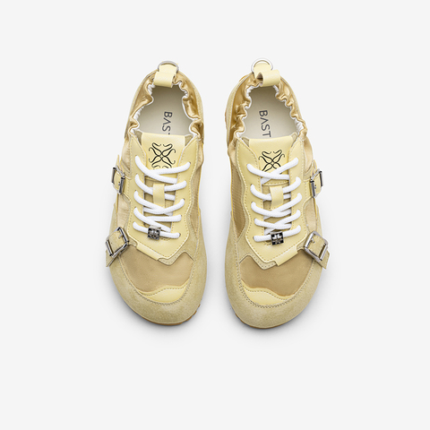 百思图2025秋季新款时尚户外运动德训鞋厚底女休闲鞋A8358CM5