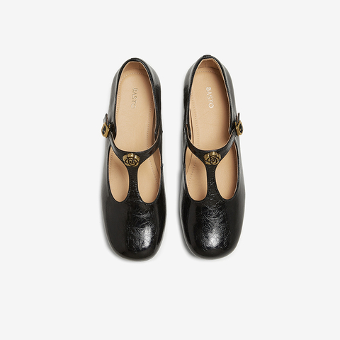 百思图2025秋季新款玛丽珍鞋时尚法式粗跟圆头女单鞋C5691CA5