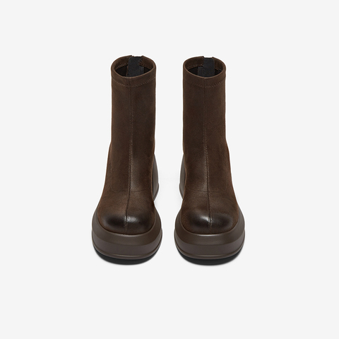 百思图2025冬季新款商场同款时装靴时尚潮流粗跟女中靴E5037DZ5