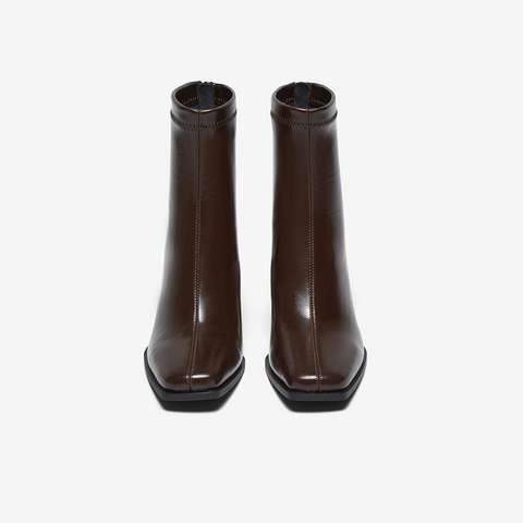 百思图2025冬季新款商场同款时装靴时尚方头粗跟女中靴B2812DZ5