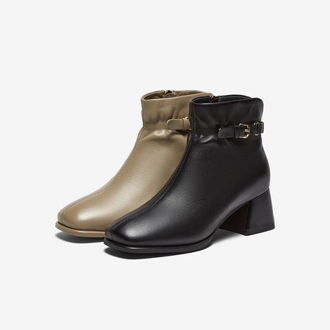 百思图2025冬季新款商场同款时装靴时尚简约通勤女短靴K5618DD5