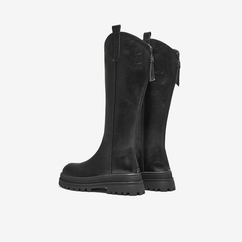 百思图2025冬季新款商场同款骑士靴时尚潮流街头女长靴BV016DG5