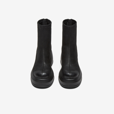 百思图2025冬季新款商场同款时装靴时尚潮流粗跟女中靴E5037DZ5