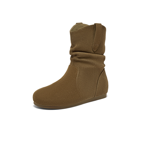 百思图2025冬季新款商场同款西部靴时尚简约女中靴D3390DZ5