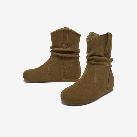 百思图2025冬季新款商场同款西部靴时尚简约女中靴D3390DZ5