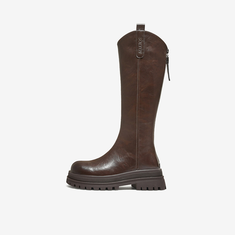 百思图2025冬季新款商场同款骑士靴时尚潮流街头女长靴BV016DG5