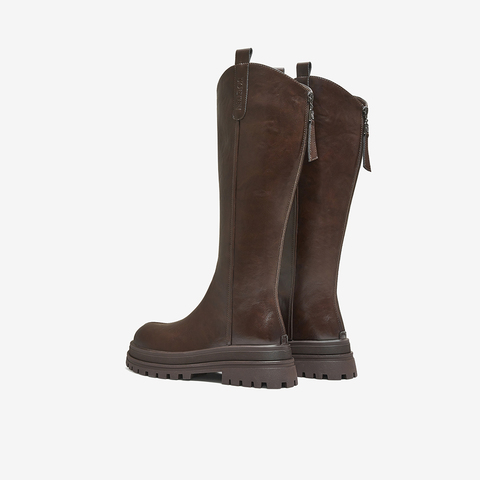 百思图2025冬季新款商场同款骑士靴时尚潮流街头女长靴BV016DG5