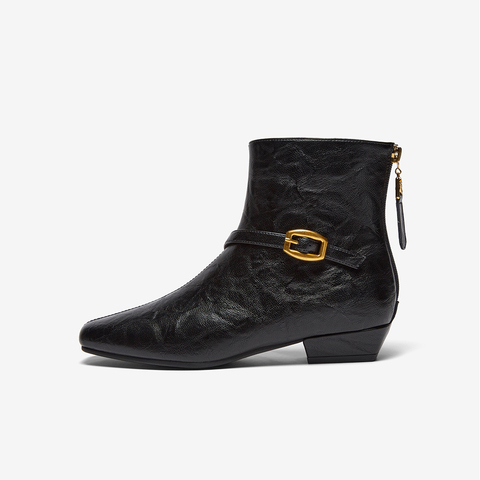 百思图2025冬季新款商场同款时装靴时尚通勤粗跟女短靴靴F3051DD5