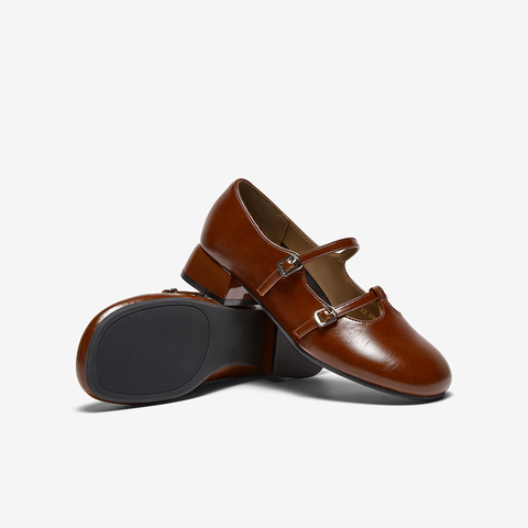 百思图2025秋季新款玛丽珍鞋时尚潮流复古粗跟女单鞋W0722CQ5