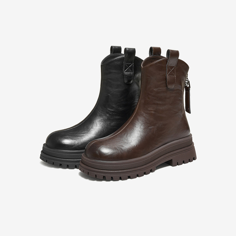 百思图2025冬季新款商场同款时装靴时尚简约女中靴BV011DZ5