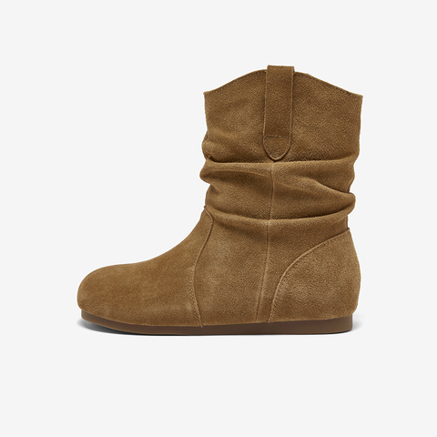 百思图2025冬季新款商场同款西部靴时尚简约女中靴D3390DZ5