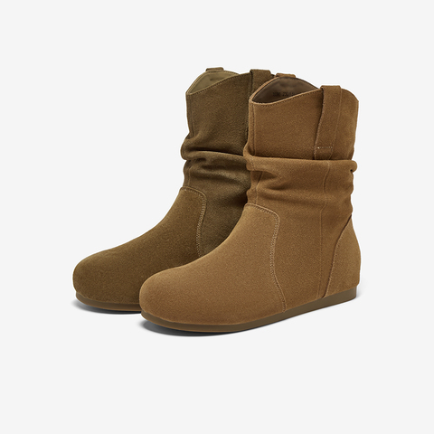百思图2025冬季新款商场同款西部靴时尚简约女中靴D3390DZ5