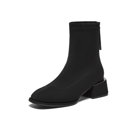 百思图2025冬季新款商场同款时装靴时尚简约通勤女中靴E5610DZ5