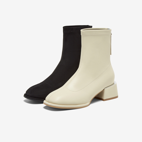 百思图2025冬季新款商场同款时装靴时尚简约通勤女中靴E5610DZ5