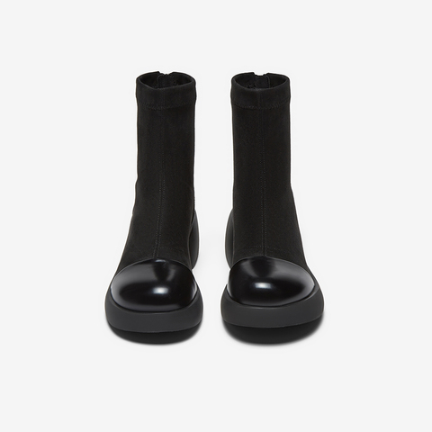 百思图2025冬季新款商场同款时装靴时尚通勤粗跟女中靴O3982DZ5