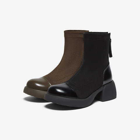 百思图2025冬季新款商场同款时装靴时尚通勤粗跟女中靴O3982DZ5