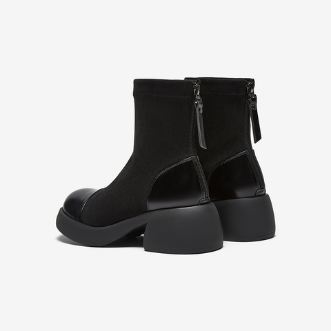 百思图2025冬季新款商场同款时装靴时尚通勤粗跟女中靴O3982DZ5