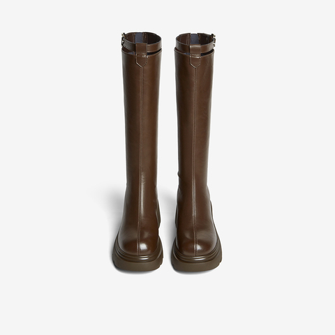 百思图2025冬季新款商场同款骑士靴时尚街头潮流女长靴F1711DG5