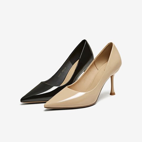 百思图2025秋季新款时尚简约通勤细高跟尖头浅口女单鞋F3212CQ5