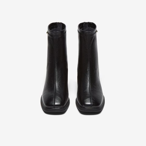 百思图2025冬季新款商场同款时装靴简约通勤粗跟女短靴F2091DD5