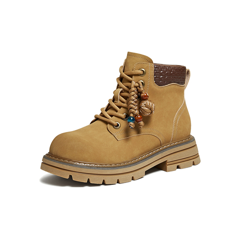 百思图2025冬季新款商场同款工装马丁靴时尚潮流女短靴D3720DD5