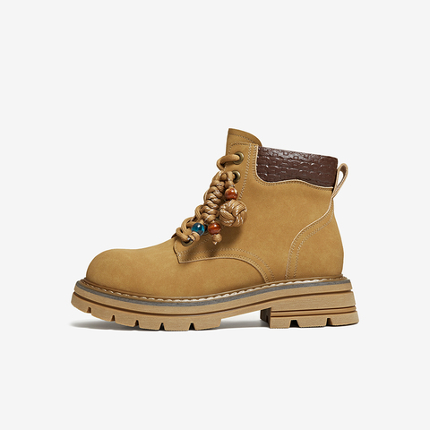 百思图2025冬季新款商场同款工装马丁靴时尚潮流女短靴D3720DD5