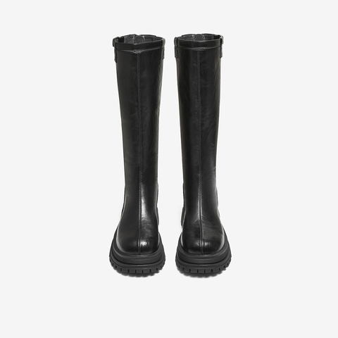 百思图2025冬季新款骑士靴时尚简约通勤女长靴BV012DG5