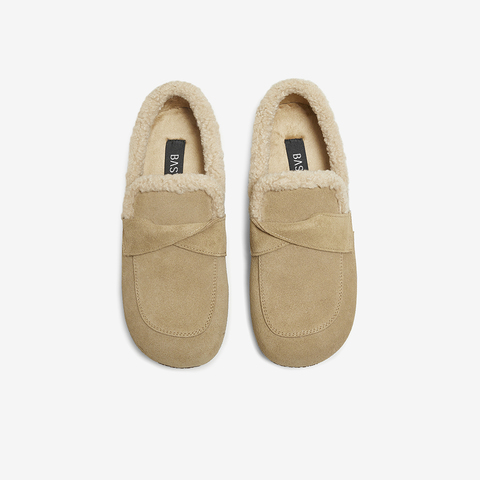 百思图2025冬季新款乐福鞋时尚休闲加绒保暖女单鞋D3509DM5