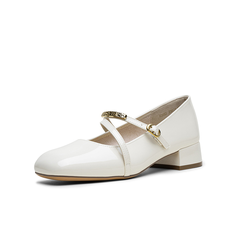 百思图2025秋季新款商场同款玛丽珍鞋时尚简约粗跟女单鞋F2052CQ5