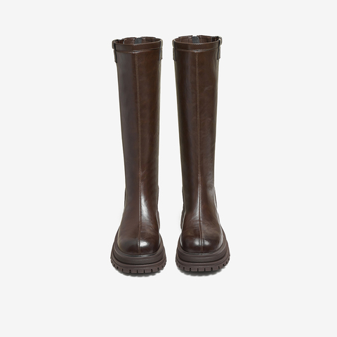 百思图2025冬季新款骑士靴时尚简约通勤女长靴BV012DG5