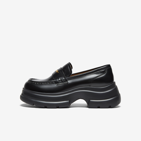 百思图2025秋季新款乐福鞋时尚复古学院风厚底女单鞋VZF17CA5