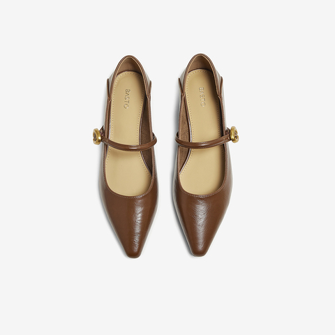 百思图2025秋季新款商场同款玛丽珍鞋时尚尖头浅口女单鞋F5171CQ5