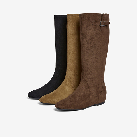 百思图2025冬季新款西部靴时尚简约复古潮流女长靴F2101DC5